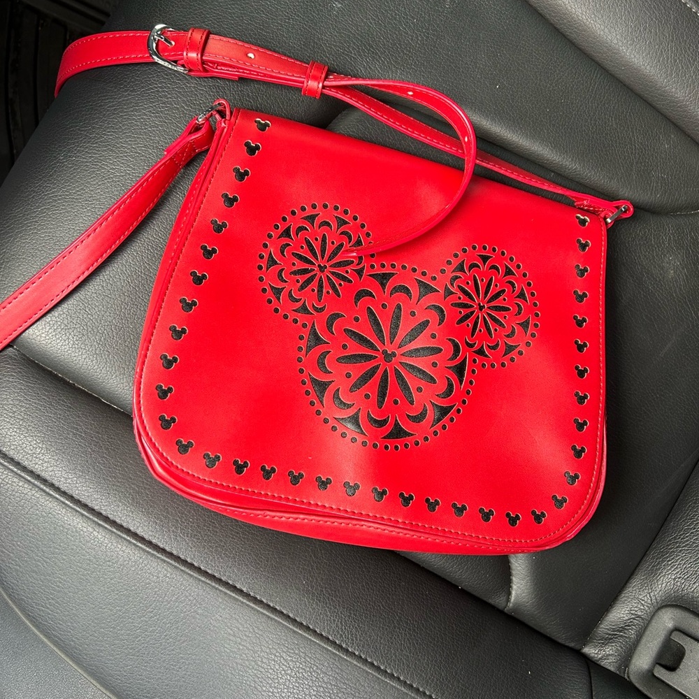Vera Bradley Disney laser cut MIckey Purse Red Faux Leather